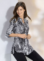 Overhemdtuniek met modieuze opstaande kraag 