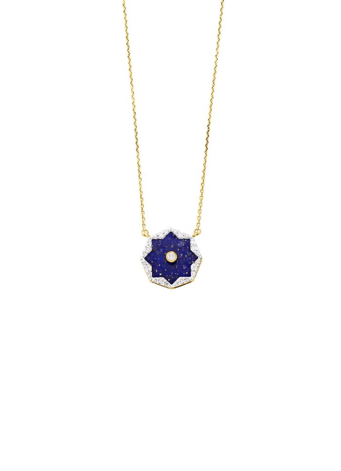 Ketting met echte lapis lazuli, briljanten en diamanten 