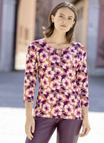 Shirt met schitterende all-over print TAUPE-BESSEN-ECRU