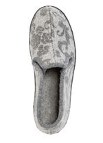 Pantoffel van wolvilt met bloemenprint GRIJS