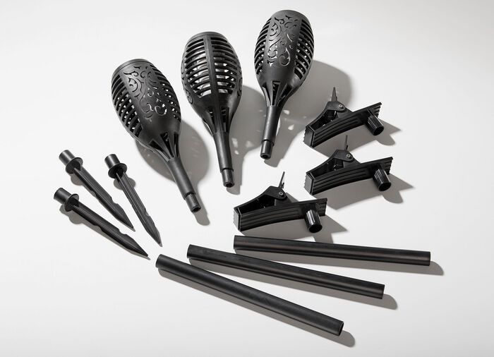 Zaklamp op zonne-energie, set van 3, om vast te klemmen of in te steken 