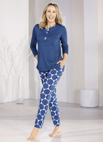 Tweepak pyjama's met knoopsluiting, lange broek en zakken 