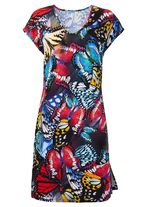 Jurk met inkjetprint en kapmouwen 