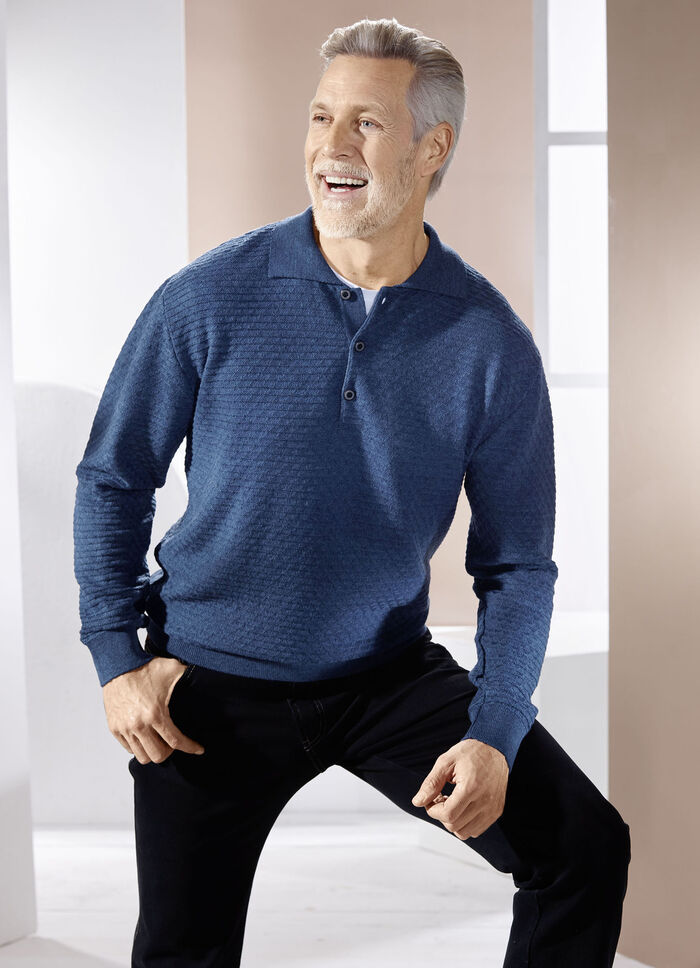 Polotrui met korte knoopsluiting in 3 kleuren BLAU