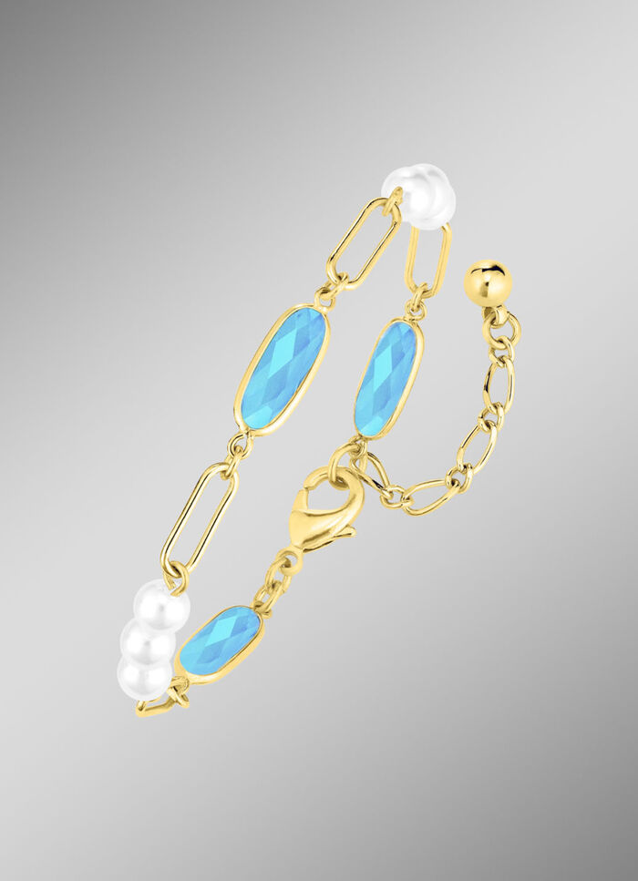 Sieradenset, 3-delig, van messing met kristalstenen 