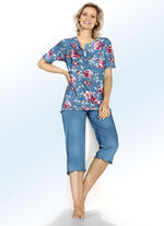 Set van twee pyjama's met gebogen manchetten en knoopsluiting 