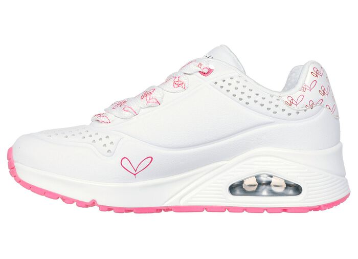 SKECHERS veterschoenen met schattige hartjesprint WIT-ROZE