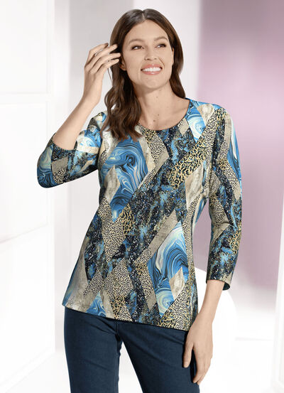 Shirt met schitterende all-over print 