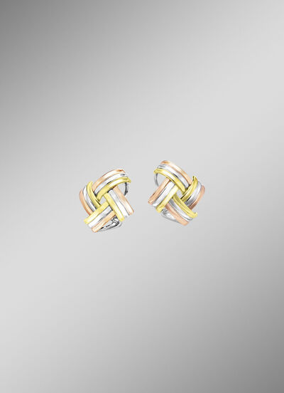 Modieuze knoopclip-oorbellen in driekleur 