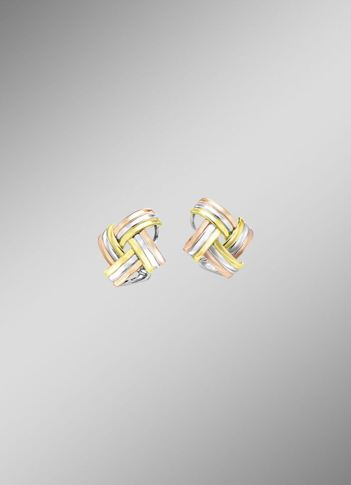 Modieuze knoopclip-oorbellen in driekleur 