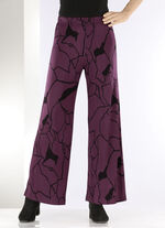 Broek met comfortabele breedte AUBERGINE-ZWART
