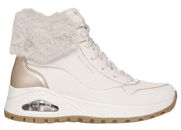 SKECHERS, gevoerde dameslaarzen, winterschoenen, met zachte pluche kraag ECRU