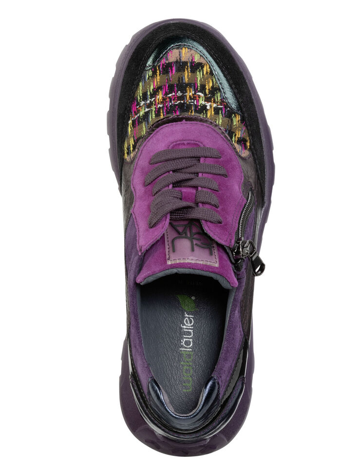 Ranger vetersneaker gecombineerd met kleurrijk textielmateriaal LILA-BUNT