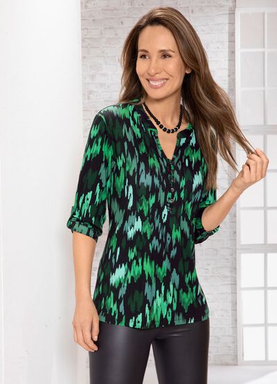 Overhemdtuniek met opstaande kraag 