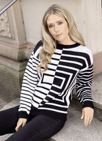 Trui met contrasterende grafische jacquard 