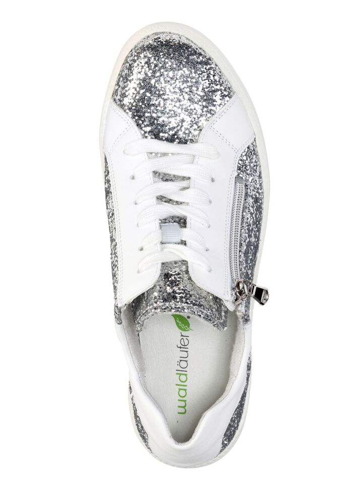 Waldl&auml;ufer sneakers met verspreide glitter en luipaardprint ZILVERWIT