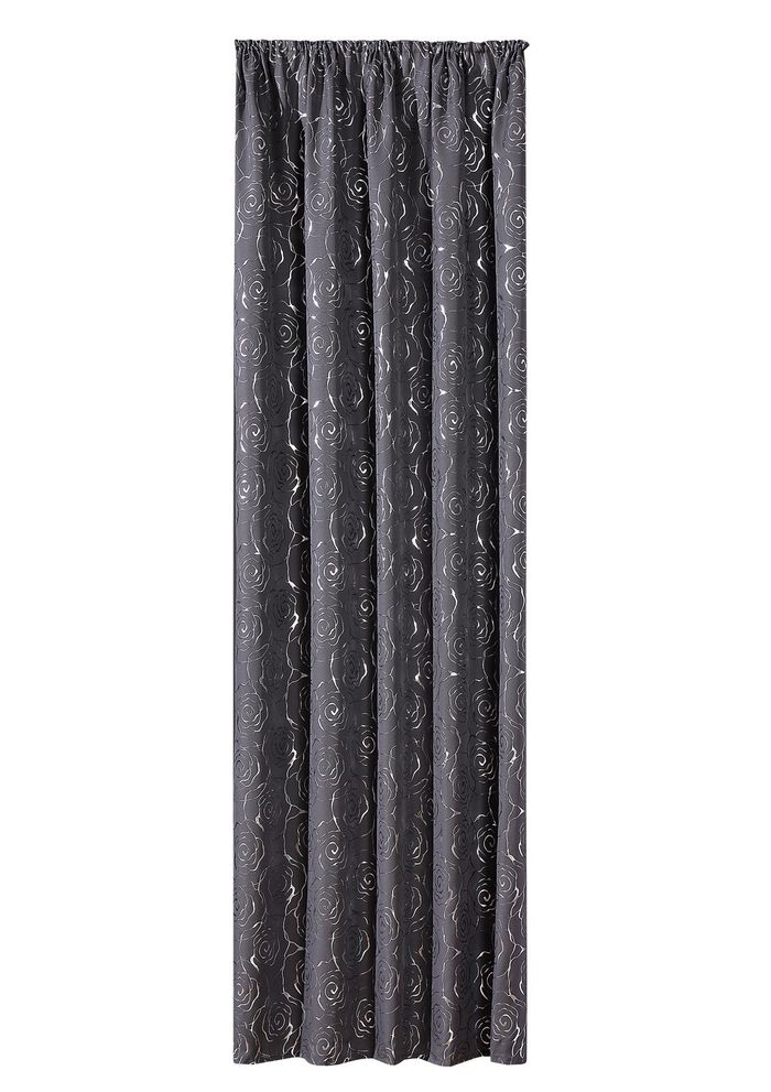 Gordijn met een mooi rozendessin GRIJS-ZILVER