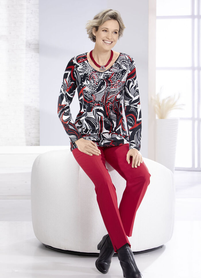 Shirt met ronde V-hals 