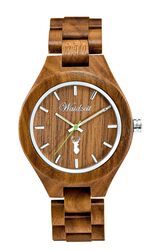 Waidzeit-herenhorloge, volledig vervaardigd van natuurlijk walnotenhout 