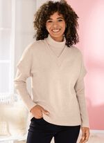 trui met ribaccenten BEIGE