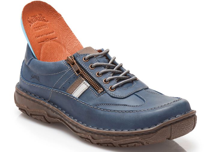 Veterschoen met contrasterende biezen 