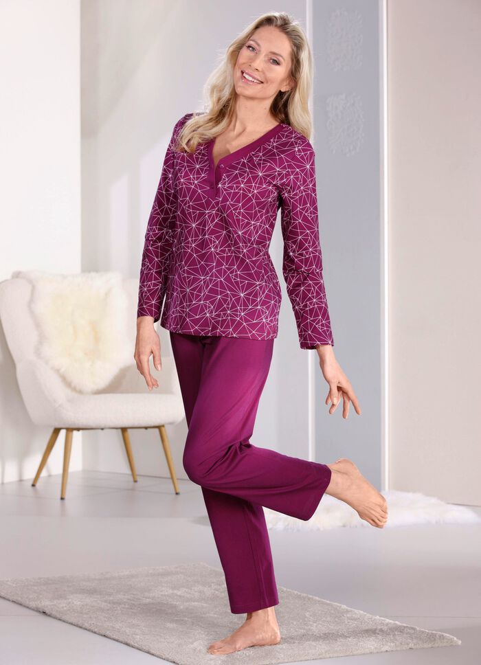 Pyjama met lange mouwen en knoopsluiting 