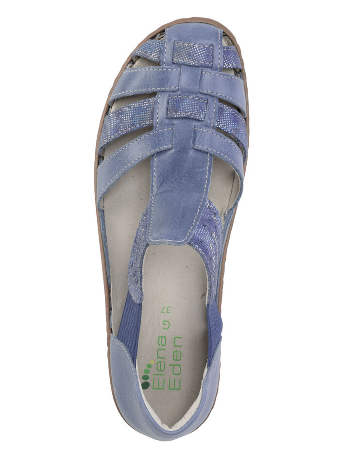 ELENA EDEN sandalen met bandjes van nappaleer en suède met effectief reliëf JEANS