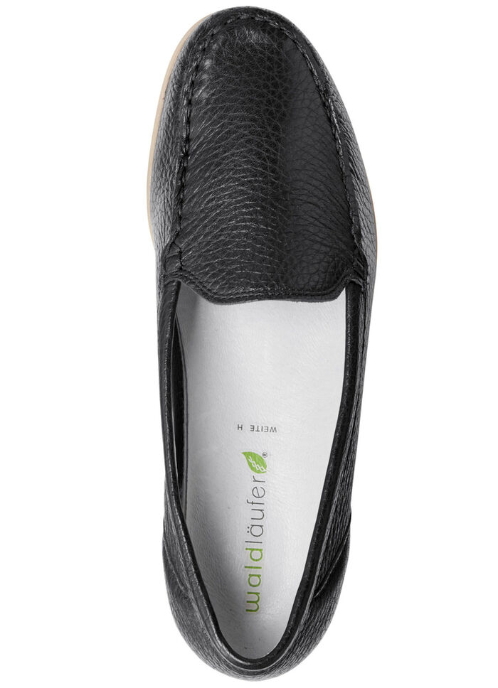 Waldläufer pantoffels van fijn, generfd hertennappaleer ZWART