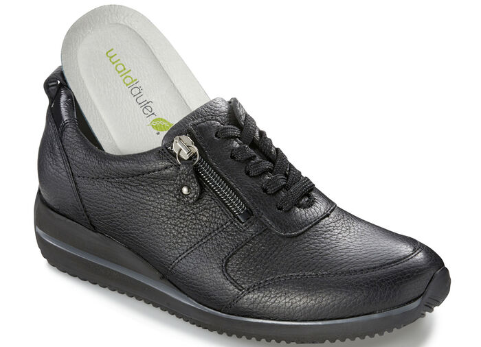Waldläufer, lichte damessneakers, breedte H, met uitneembaar voetbed ZWART