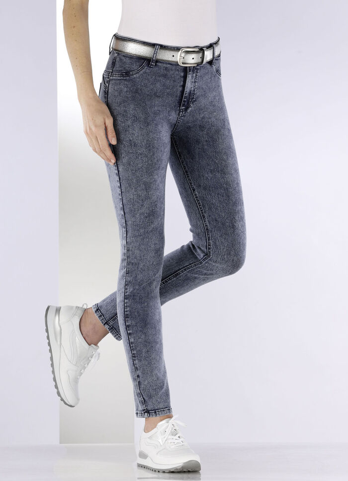 Enkellange, figuurcorrigerende jeans JEANS BLAUW