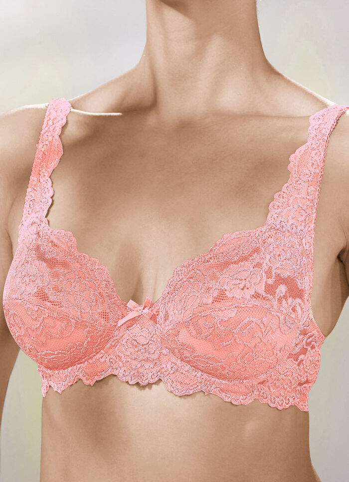 Sassa twee-pack elastische kanten beugelbeha 1X KORALLE, 1X WEISS