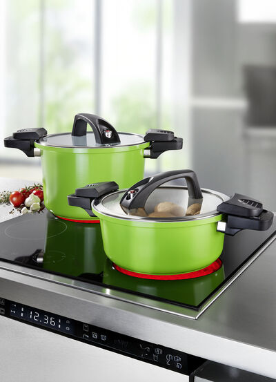 Energiebesparende pan met lagedruk snelkookpandeksel 