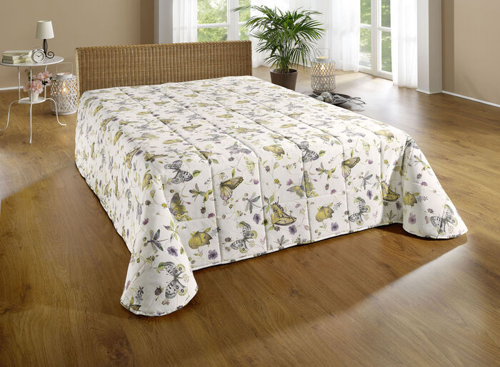 Bedsprei en kussenslopen met vlindermotieven BEIGE