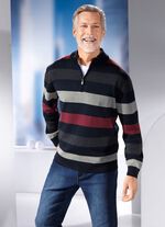 Gestreepte troyer met opstaande kraag in 2 kleuren 