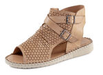 Gemini sandaal van zacht nappaleer met decoratieve perforaties CAMEL