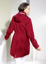 Functionele korte mantel met afneembare capuchon ROOD