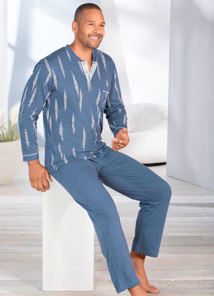 Pyjama met knoopsluiting en open uiteinden 