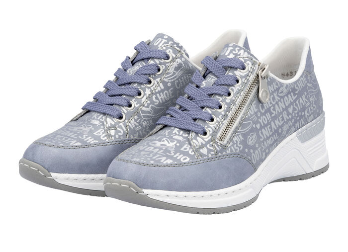 Rieker vetersneakers gemaakt van bedrukt synthetisch materiaal HELLBLAU-SILBER