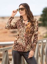 Poloshirt met korte knoopsluiting BRUIN-BEIGE-ROS&Eacute;