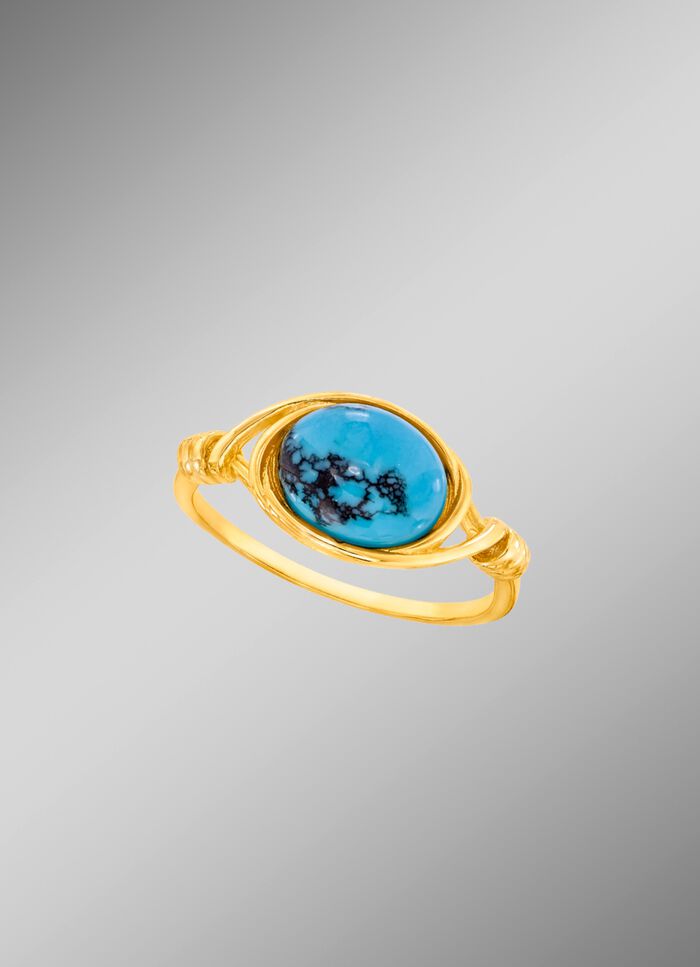 Kostbare unicums: damesring met turkoois, beh. en met matrix 