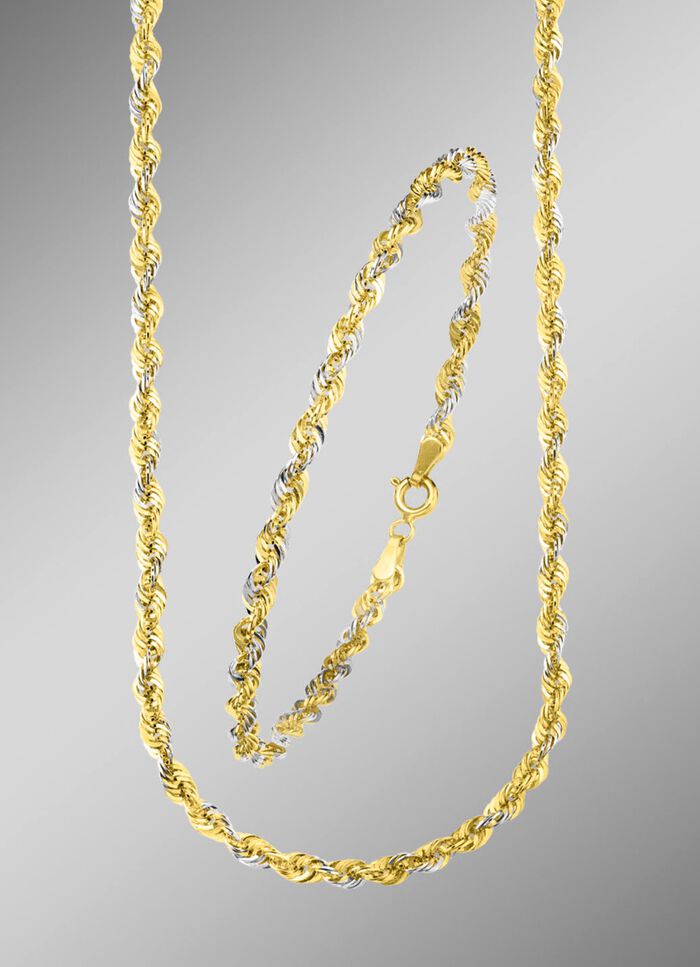 Stijlvolle koordkettingset van 585/- fijn goud 