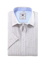 Geruit "Milano Italy" shirt in 4 kleuren BEIGE KARIERT
