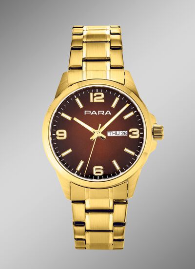 Para-quartz herenhorloge met stalen bandkast 