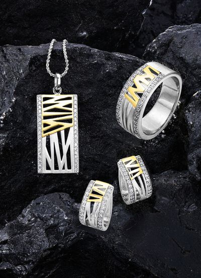 Bicolor hanger met synthetische zirkonia 