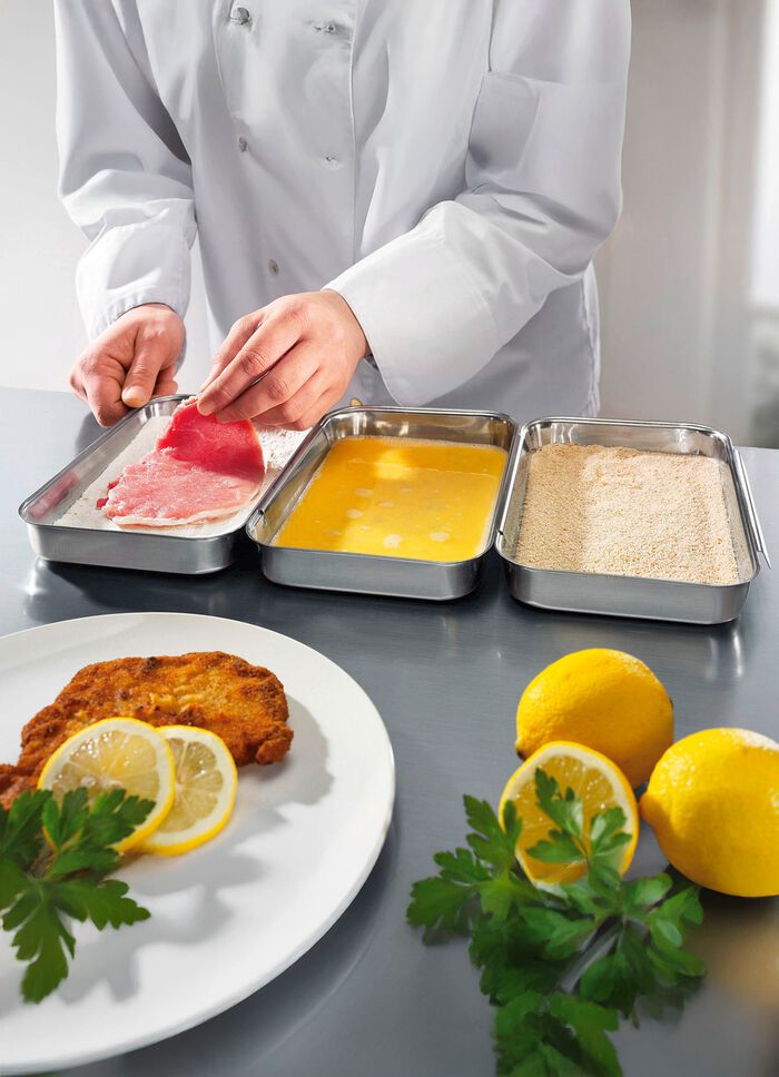 Paneerset, 3-delig. gemaakt van roestvrij staal 