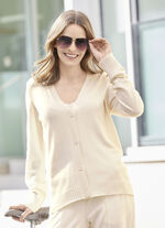 Cardigan met scheerwol en kasjmier ECRU