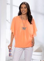 Shirt met chiffon plaid in 2 kleuren ABRIKOOS