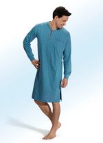 Nachthemd met knoopsluiting, mouwboorden en zijsplitten 