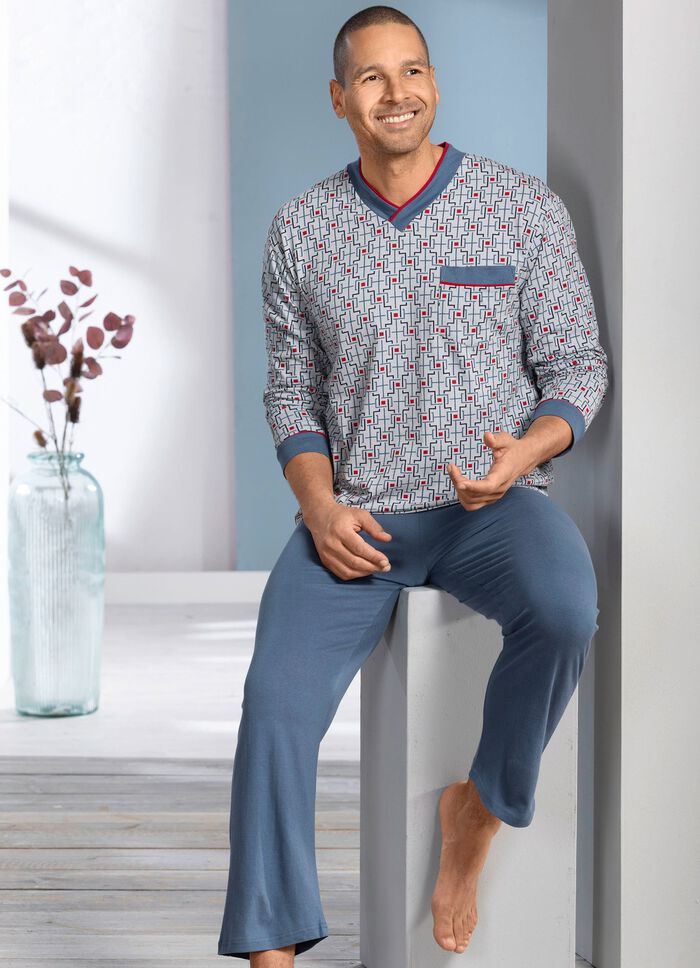 V-hals pyjama met open manchetten 