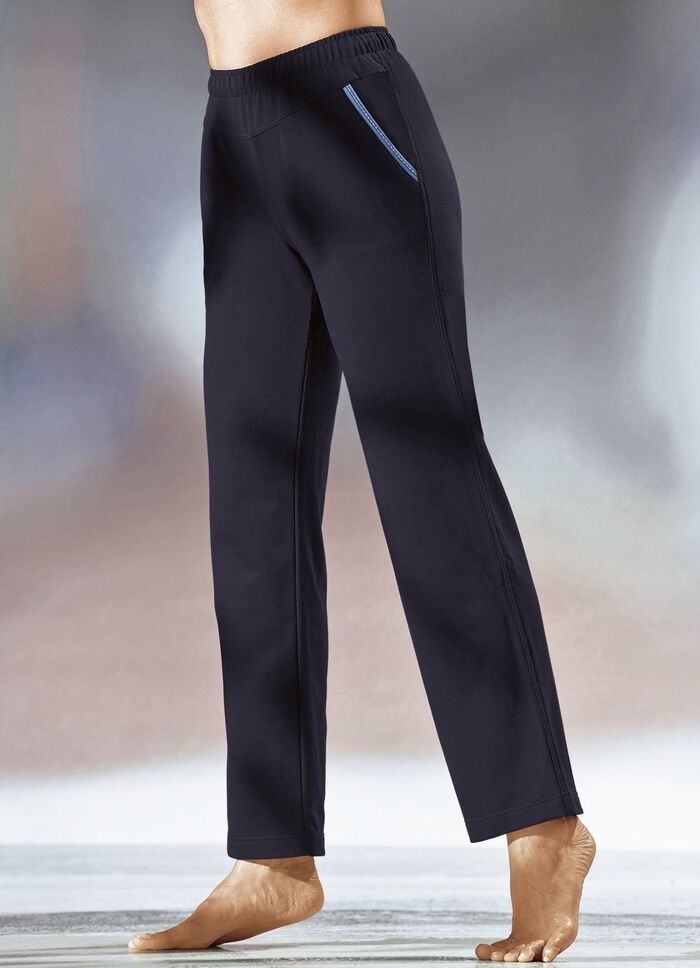 Broek met decoratieve band geborduurd met glanzend draad MARINE